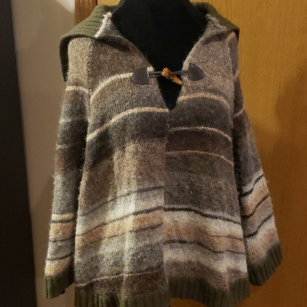 Sanctuary wool blend sweater poncho cowl neck